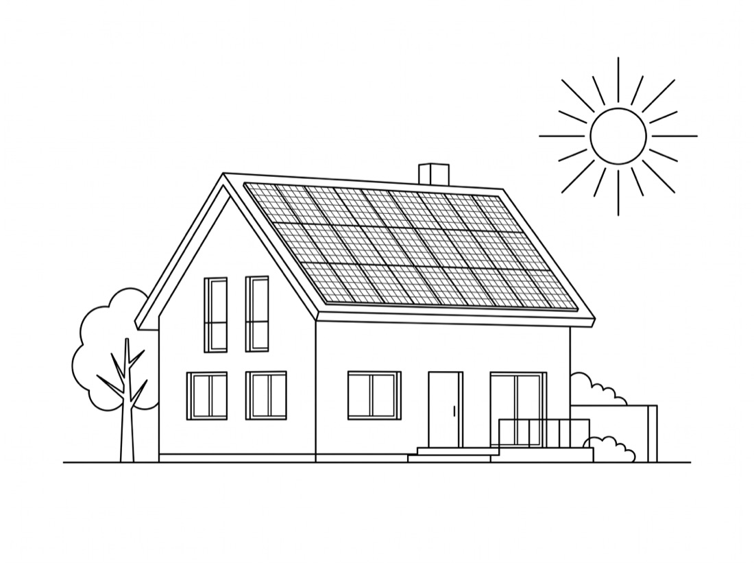 Panneaux solaires — illustration au trait